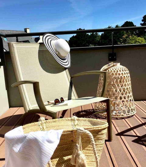 Deckchair on terrace at Miramar La Cigale