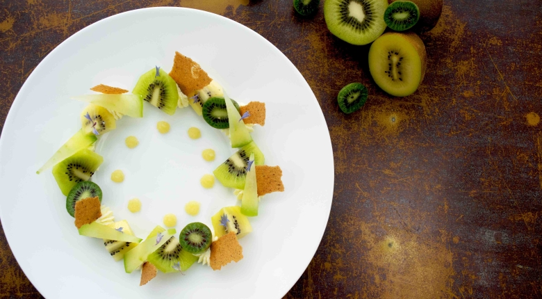 Dessert passion kiwi au restaurant Le Safran